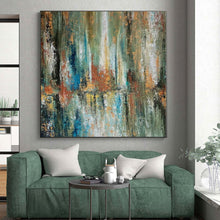 Load image into Gallery viewer, Hand - painted Large - scale Forest - Inspired Abstract Reflections Acrylic Art for Nature - Themed Living Rooms LargeART0034