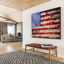 Load image into Gallery viewer, Hand - painted Textured American Flag Acrylic Art for Patriotic Home Decor LargeART1735