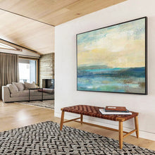 Load image into Gallery viewer, Soft Blue And Green Coastal Abstract Painting On Canvas DKH435
