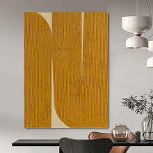 Load image into Gallery viewer, “Yellow Geometric Textures” - Yellow, White Abstract Art on Canvas DKH1244