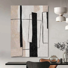 Load image into Gallery viewer, Geometric Black - White Abstract Canvas Painting, Perfect for Modern Office & Minimalist Gallery LargeART1159
