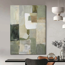Load image into Gallery viewer, Green - Beige - White Abstract Minimalist Art, Perfect for Modern Office & Contemporary Hallway LargeART2052