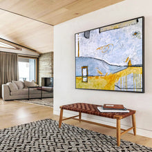 Load image into Gallery viewer, Cool - Hued Geometric Abstract Painting on Canvas DKH563