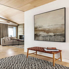 Load image into Gallery viewer, Hand - Painted Light Brown Layered Abstract Acrylic Art for Wabi - Sab Style Bedroom Headboard Decoration LargeART1628