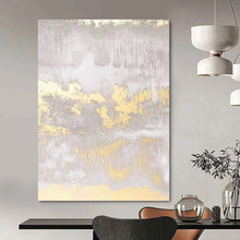 Load image into Gallery viewer, “Gilded Gray Textures” Abstract Metallic Accent Painting on Canvas, Luxe Decor DKH951