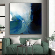Load image into Gallery viewer, Blue and White Fluid Abstract Acrylic Art - Perfect for Coastal - inspired Bathroom & Creative Studio LargeART0587