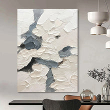 Load image into Gallery viewer, “Textured White and Grey” - White, Grey Abstract Art on Canvas DKH1160