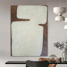 Load image into Gallery viewer, “White on Brown” - Textured Abstract Form Art, Abstract Painting on Canvas DKH1082
