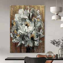 Load image into Gallery viewer, White Flowers with Gold Accents Abstract Canvas Painting, Ideal for Elegant Bedroom & Luxury Living Room LargeART1194
