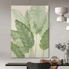 Load image into Gallery viewer, Textured Green Leaves Abstract Painting, Ideal for Modern Kitchen & Bohemian Bathroom LargeART1876
