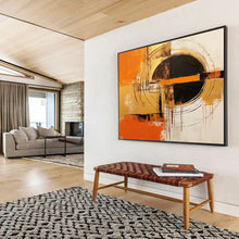 Load image into Gallery viewer, Vibrant Orange and Black Geometric Dynamism Abstract acrylic painting DLZ105