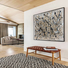 Load image into Gallery viewer, Black & White Splatter - Edgy Living Room Art LargeART1588