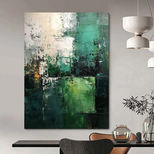 Load image into Gallery viewer, Emerald Mist - Green and Gray Abstract Acrylic Painting, Perfect for Modern Living Rooms and Office Spaces DTP031