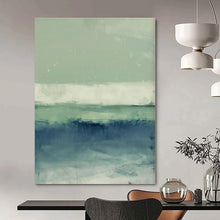 Load image into Gallery viewer, Green - Blue Abstract Layers Painting, Perfect for Nature - Inspired Living Room & Calming Yoga Studio LargeART1378