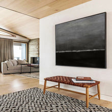 Load image into Gallery viewer, Monochrome Horizon Abstract Painting on Canvas - “Dusk’s Whisper” DKH598