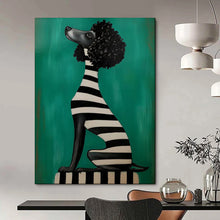 Load image into Gallery viewer, Green - Black - White Abstract Pet Portrait, Perfect for Playful Kids’ Room & Eclectic Living Room LargeART2049