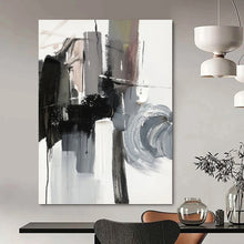 Load image into Gallery viewer, “Monochrome Abstract Gestures” - Black, White, Grey Abstract Art on Canvas DKH1271
