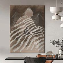 Load image into Gallery viewer, Striped Figure and Mountains Abstract Art, Perfect for Adventure - Themed Office & Nature - Loving Bedroom LargeART2030