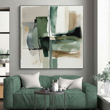 Load image into Gallery viewer, Large Green - Gray Shape Blend - Perfect for Modern Zen Space & Nature - Themed Gallery LargeART0758