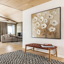 Load image into Gallery viewer, Textured White Flower Painting for Romantic Bedroom & Floral - Themed Café DKH309