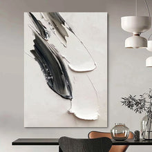 Load image into Gallery viewer, “Grey and White Impasto Strokes” - Textured Minimalist Art on Canvas DKH1669