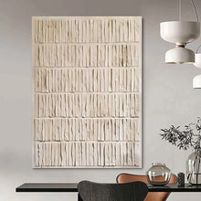 Load image into Gallery viewer, White Textured Striped Abstract - Great for Minimalist Bathroom & Sunroom LargeART2359