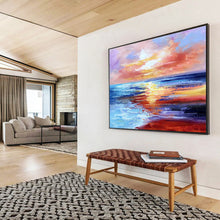 Load image into Gallery viewer, Colorful Sunset Seaside Abstract Painting for Coastal Home & Beachfront Restaurant DKH294