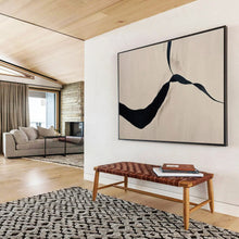 Load image into Gallery viewer, Abstract Painting on Canvas: Black - Ribboned White Canvas - “Elegant Trails” DKH589