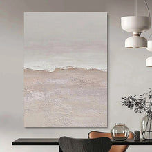 Load image into Gallery viewer, “Coastal Calm Abstraction” - Beige, White Abstract Beach Art on Canvas DKH1124