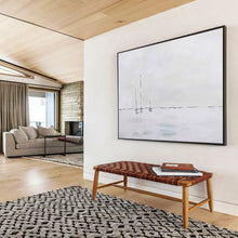 Load image into Gallery viewer, “Minimalist Sailboats on White” - Subtle Abstract Acrylic, Ideal for Minimalist Bedroom and Home Office DLZ261