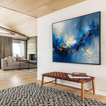 Load image into Gallery viewer, Blue Abstract Wave Painting on Canvas - “Ocean Energy” DKH704