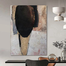 Load image into Gallery viewer, Mixed - Media Abstract Head Art, Neutral - Toned Textured Collage for Minimalist Living Room & Artistic Bedroom LargeART2224