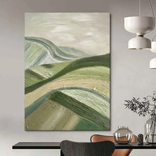 Load image into Gallery viewer, Textured Green Hill Landscape Abstract, Suited for Cozy Cottage Living Room & Earthy - Toned Study LargeART1988