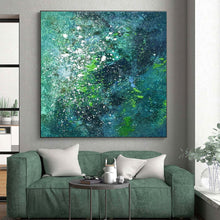 Load image into Gallery viewer, Custom Large Teal - Green Textured Splash – Ideal for Coastal Villa Living Room & Spa Relaxation Area LargeART0717