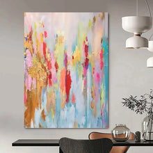 Load image into Gallery viewer, “Colorful Dreamscape Abstract” - Pink, Blue, Gold Abstract Art on Canvas DKH1340