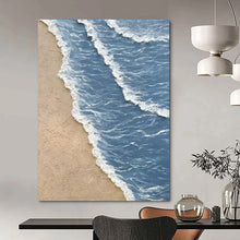 Load image into Gallery viewer, “Textured Beach Waves” – Realistic, textured beach scene with blue waves and beige sand. DTP333