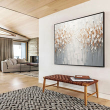 Load image into Gallery viewer, White & Gold Textured Abstract Painting - Ideal for Glamorous Bedroom & High - End Gallery DKH047