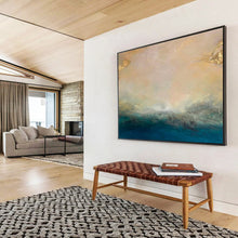 Load image into Gallery viewer, Abstract Coastal Painting on Canvas - “Golden and Blue Horizons” DKH770