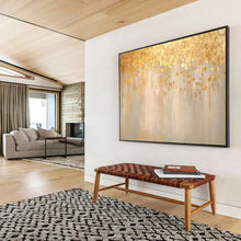 Load image into Gallery viewer, Gold & Grey Abstract Drip - Luxe Living Room Art LargeART1535