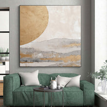 Load image into Gallery viewer, Custom Large Gold Sun and Mountains - Perfect for Zen - Inspired Living Room & Asian - Fusion Restaurant LargeART0745