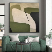 Load image into Gallery viewer, Geometric Green and White Shapes Acrylic Art - Suited for Mid - century Modern Office & Minimalist Bedroom LargeART0575