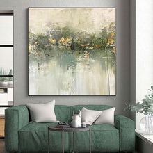 Load image into Gallery viewer, Oversized Green - Gold Abstract Reflection Acrylic Art for Garden Room & Wellness Spa LargeART0423