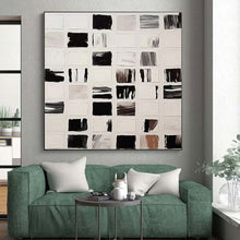 Load image into Gallery viewer, Monochrome Grid Abstract Art – Great for Industrial - Chic Loft & Gallery - Style Hallway LargeART0676