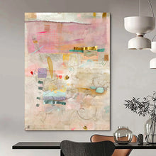 Load image into Gallery viewer, Pink and Gold Collage Abstract Painting, Ideal for Bohemian Bedroom & Luxury Spa Lounge LargeART1853