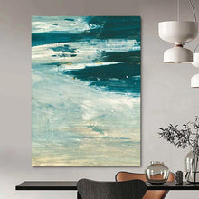 Load image into Gallery viewer, “Seascape Swirl” - Blues, whites, dynamic brushstrokes, ocean motion DTP176