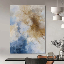 Load image into Gallery viewer, “Blue - Beige Abstract Clouds” Abstract Painting on Canvas, Serene Bedroom Decor DKH1020