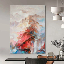 Load image into Gallery viewer, “Romantic Mountain Landscape in Color” - Pink, Blue, Purple Scenic Art on Canvas DKH1348