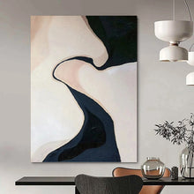 Load image into Gallery viewer, “Curved Form Abstraction” - Beige, Black Abstract Art on Canvas DKH1120