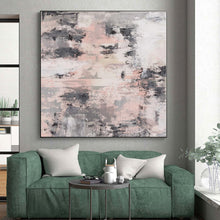 Load image into Gallery viewer, Hand - painted Large - scale Gray and Pink Abstract Fusion Acrylic Art for Calm Bedrooms LargeART0051
