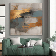 Load image into Gallery viewer, Gold - Blue - Gray Abstraction Art for Coastal Mansion & Corporate Boardroom LargeART0848